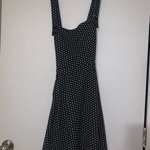 Black and White Polkadot Overall Mini Dress
